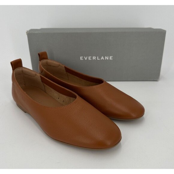 Everlane The Italian Leather Day Glove Flats in Toasted Almond 6 Women's NIB - Picture 1 of 6